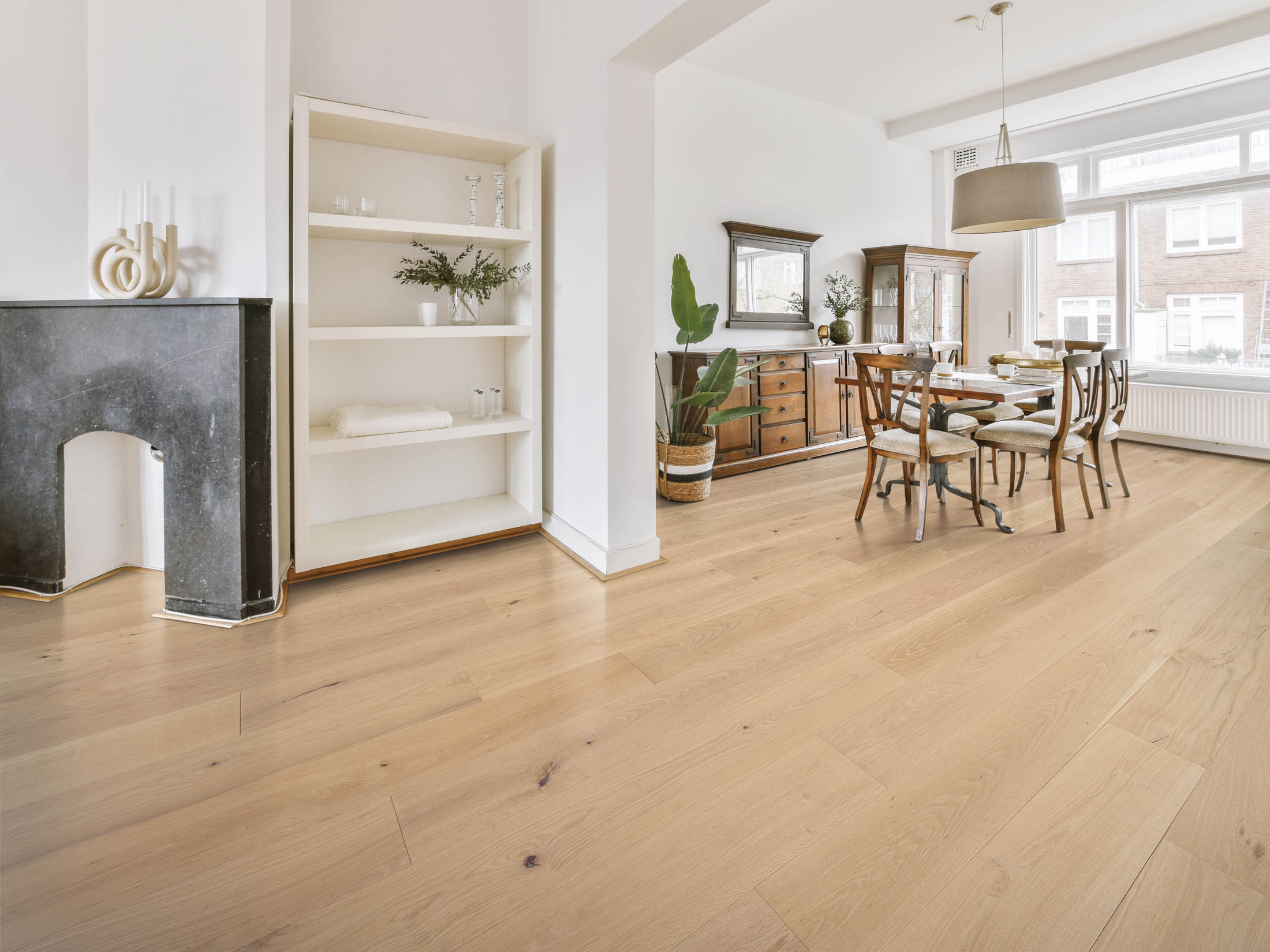 Kitchen and dining zone in studio apartment
